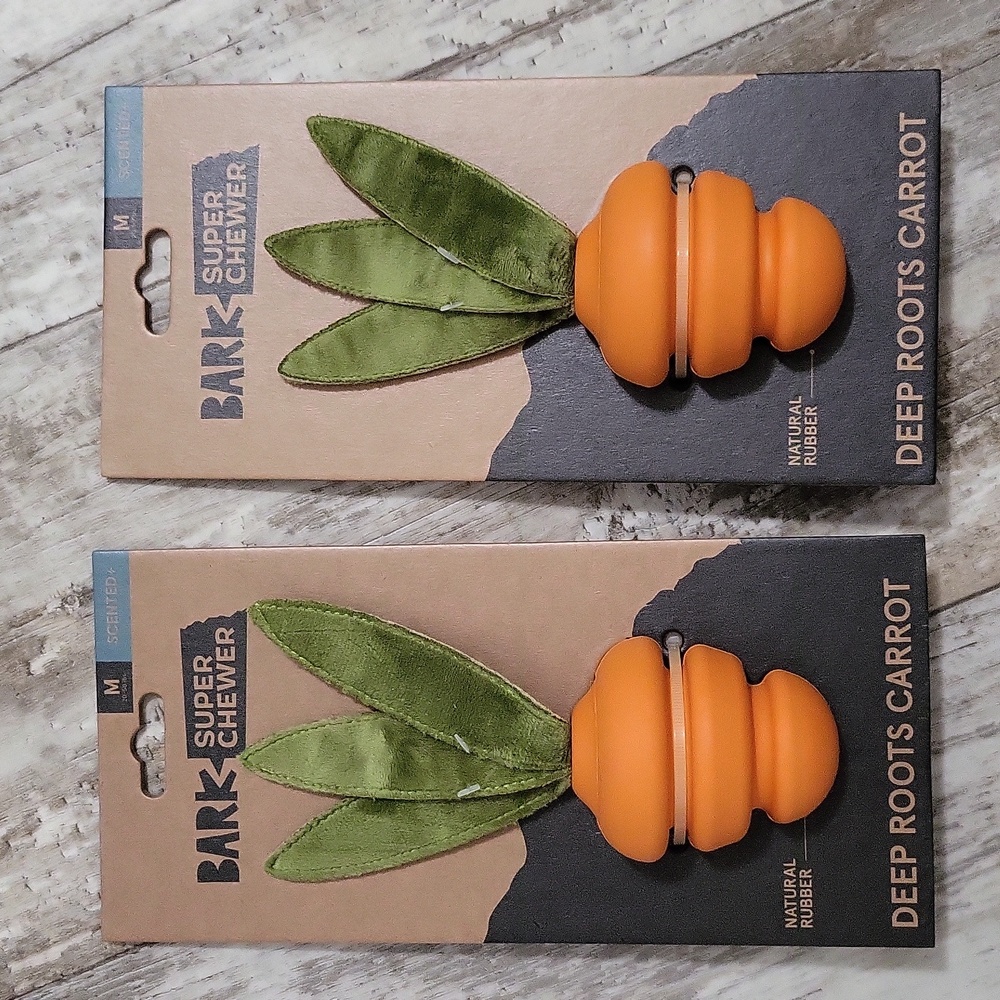2 Bark Box Super Chewer Deep Roots Carrot Dog Toys